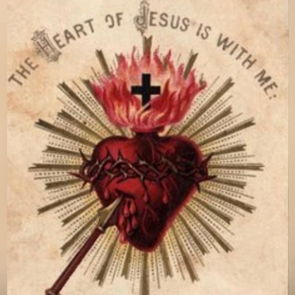 Fiery Red Sacred Heart~ Jesus Immaculate Mary Radiant Burst Beam Glow Gleam Stud - Picture 4 of 7